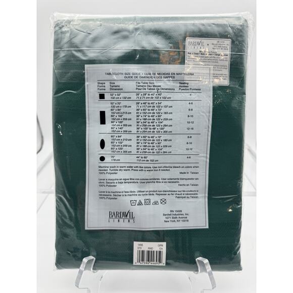 Vintage Bardwil Linens Illusions Green Round Tablecloth 70” Made In USA NOS - Picture 4 of 6